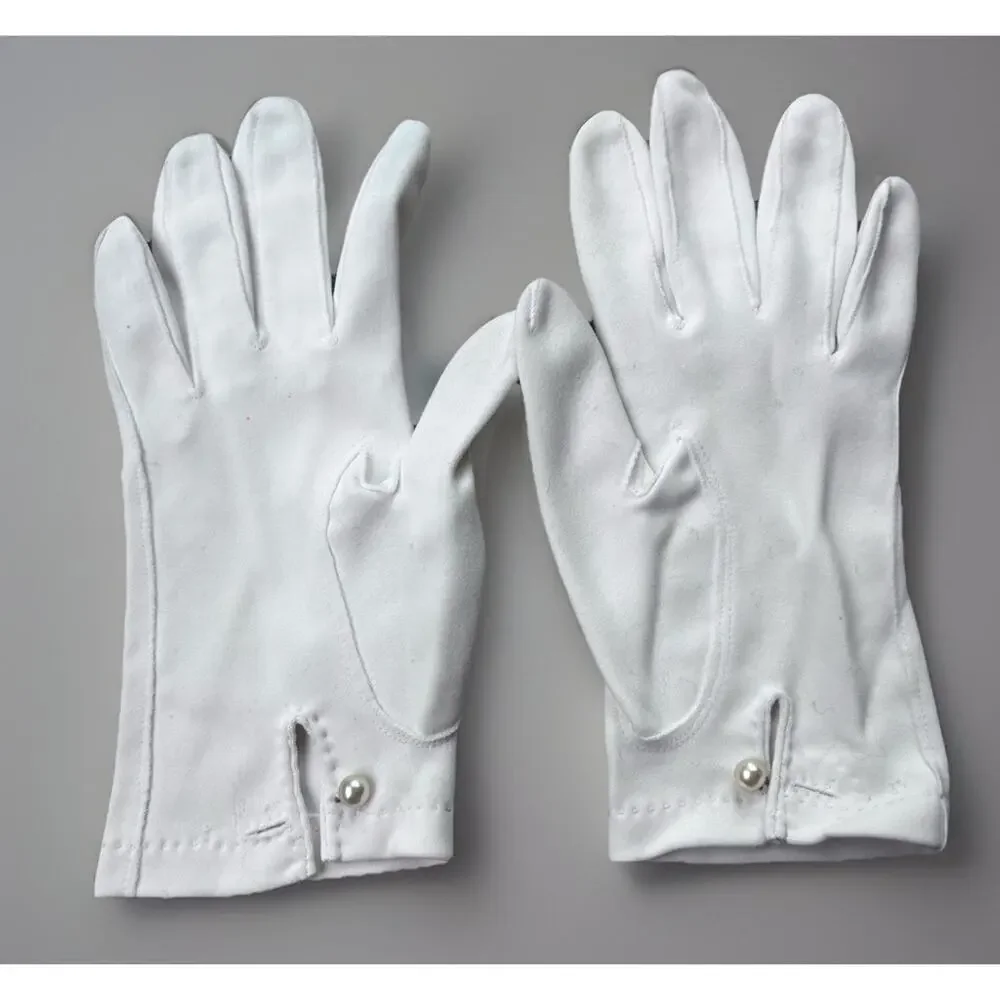 Vintage Van Raalte White Nylon Gloves Size 8 Solid Classic Pearl Stretch